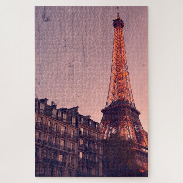 Quebra-cabeça Torre Eiffel - Estilo retroativo de Paris - 20x30  (Vertical)
