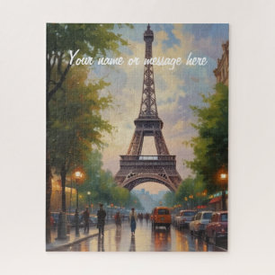 Quebra-cabeça Torre Eiffel Paris Viagem Arte Retro Vintage Nome