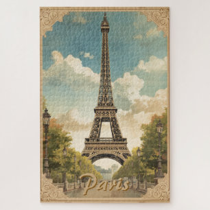 Quebra-cabeça Torre Eiffel Paris Viagem Estilo Vintage Arte Retr