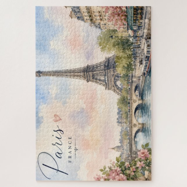 Quebra-cabeça Torre Eiffel rio seine Paris França  (Vertical)