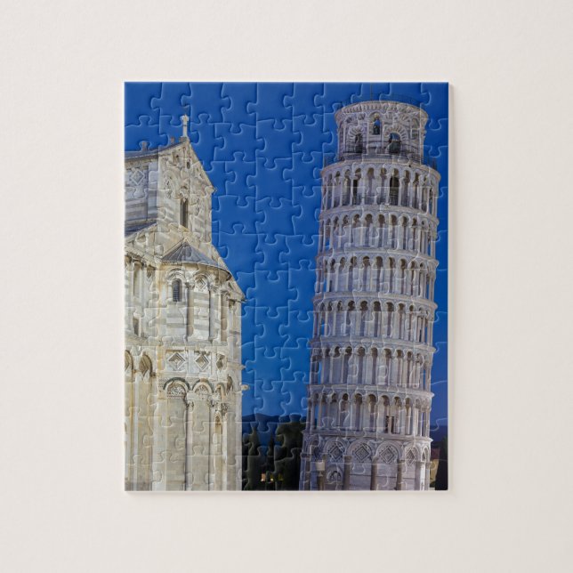 Quebra-cabeça Torre tenente de Pisa à noite (Vertical)