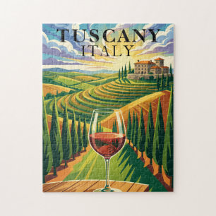Quebra-cabeça Toscana Itália Vinhedo Pôr do Sol Ilustração Viage