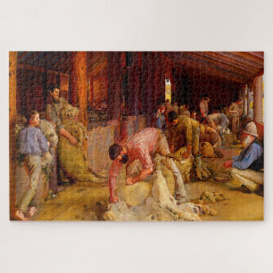 Quebra-cabeça Tosquia dos Carneiros Tom Roberts 1890 Arte Austra