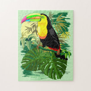 Quebra-cabeça Toucan na floresta húmida verde de Amazónia