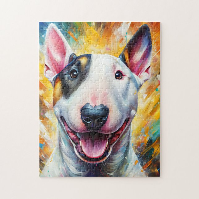 Quebra-cabeça Touro Terrier Cão Retrato Acrílico Impressão de Ar (Vertical)