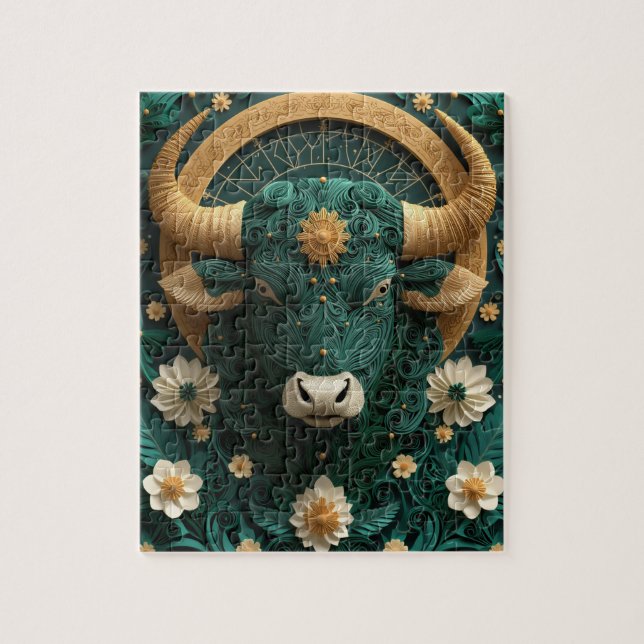 Quebra-cabeça Touro Zodiac Quilling de Papel (Vertical)