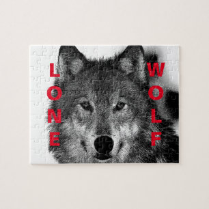 Quebra-cabeça Trabalho de arte de Olhos do Lobo Negro e Branco