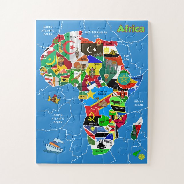 Quebra-cabeça Trabalho de arte do mapa africano (Vertical)