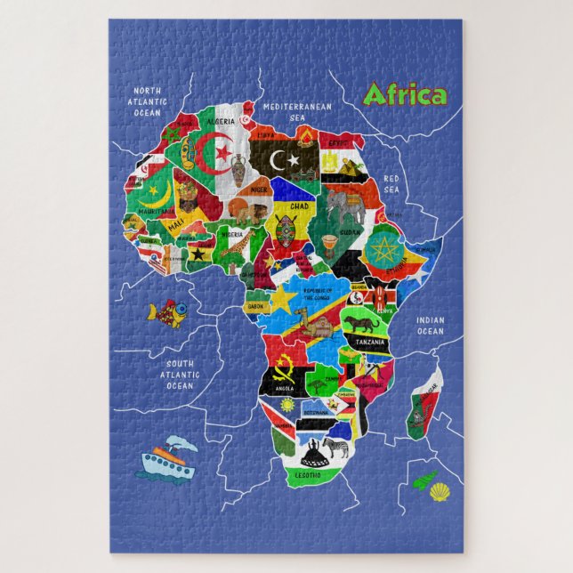 Quebra-cabeça Trabalho de arte do mapa africano (Vertical)