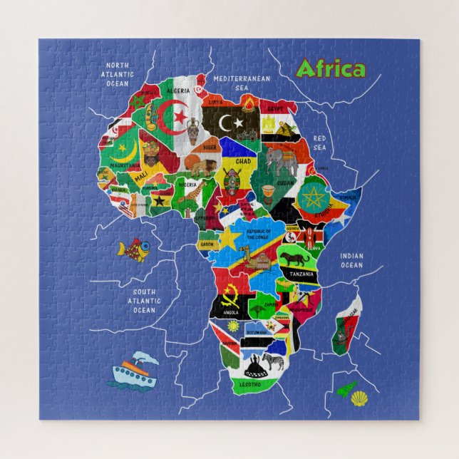 Quebra-cabeça Trabalho de arte do mapa africano (Vertical)