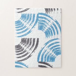 Quebra-cabeça Traços modernos, legal, de abstrato azul moderno