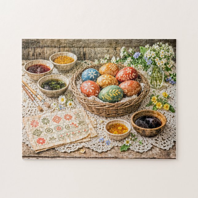 Quebra-cabeça Traditional Decorated Easter Eggs with Natural Dye (Horizontal)