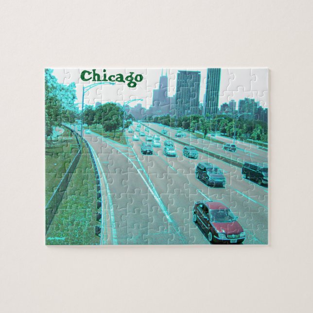 Quebra-cabeça Tráfego de Chicago em Folha Colorida (Horizontal)