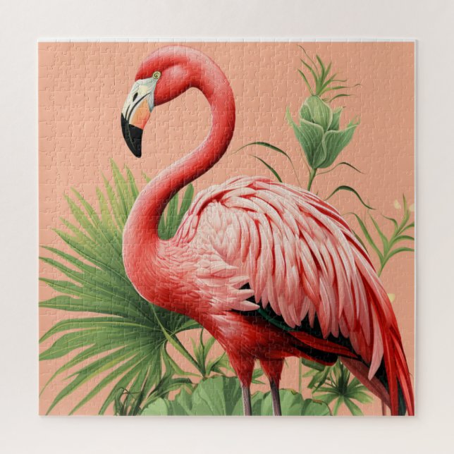Quebra-cabeça Tranquil Flamingo Paradise 🌴 🦩 (Vertical)
