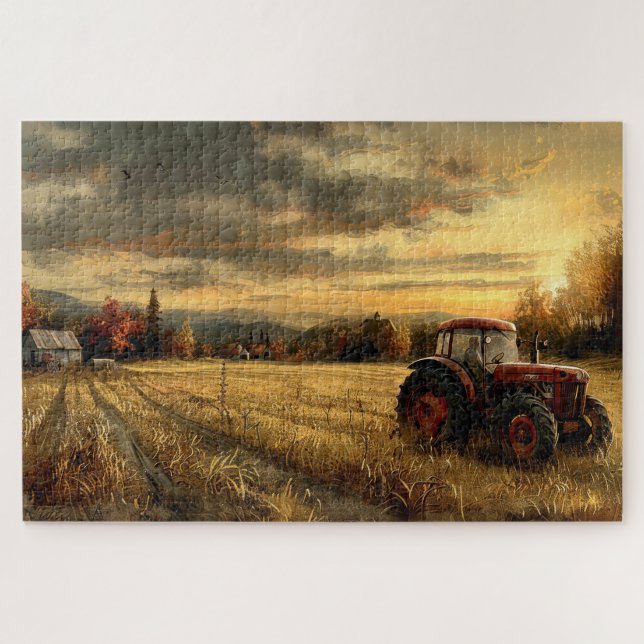 Quebra-cabeça Trator Antigo na Fazenda Outono 20x30 (Horizontal)