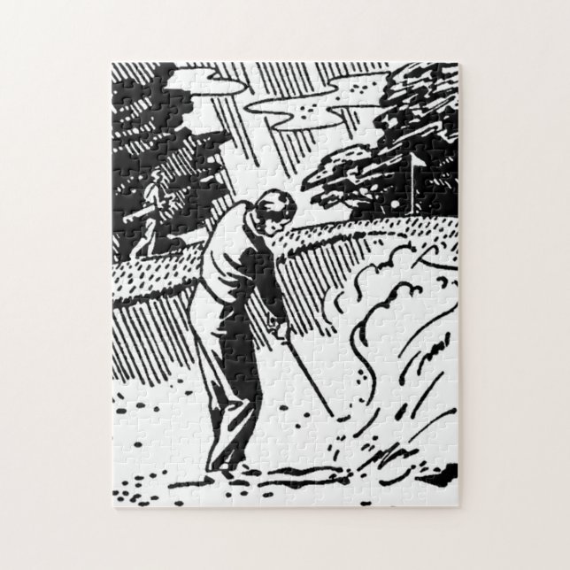 Quebra-cabeça Trava de Areia de Golfer Retro (Vertical)