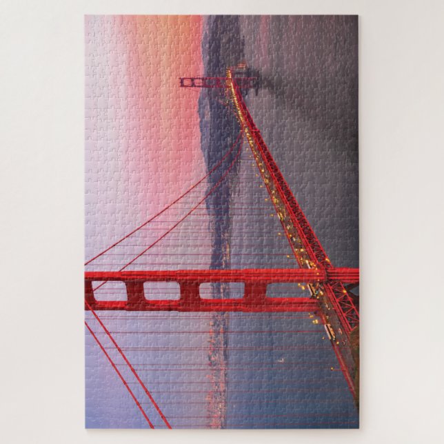 Quebra-cabeça travesseiro decorativo da ponte ouro (Vertical)