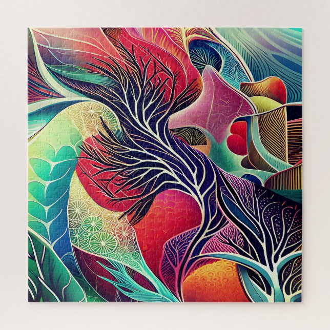 QUEBRA-CABEÇA TRAVESSEIRO DECORATIVO DE ABSTRAÇÃO DE PAISAGEM (Vertical)