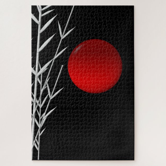 Quebra-cabeça Travesseiro lombar branco preto-vermelho (Vertical)