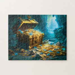 Quebra-cabeça Treasure Chest in Cave Light Fantasy Painting