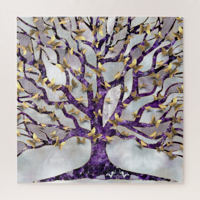 Quebra-cabeça Tree of Life - Amethyst and Butterflies (Vertical)