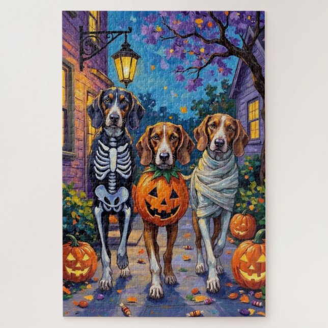 Quebra-cabeça Treeing Walker Coonhound In Halloween Costumes (Vertical)