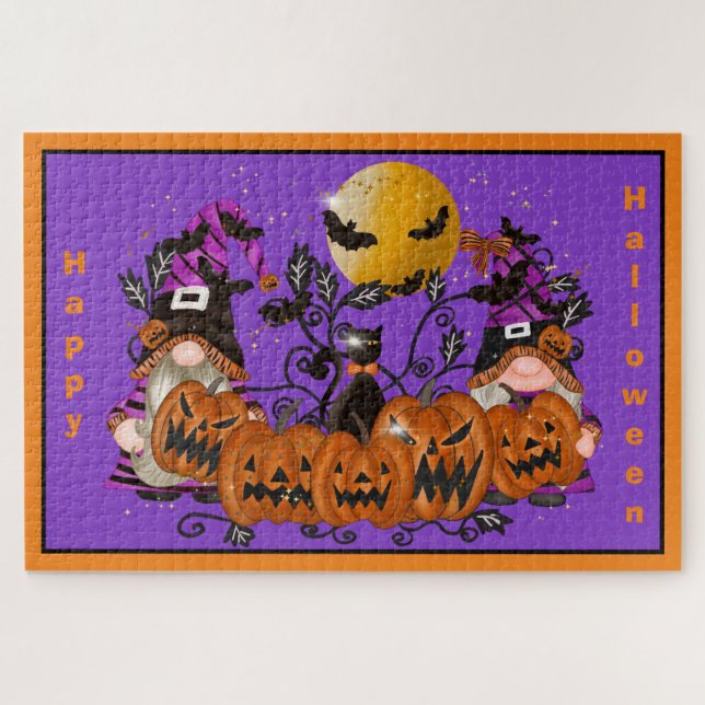 Quebra-cabeça Trendy Happy Halloween Purple Gnomo (Horizontal)