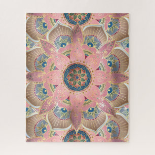 Quebra-cabeça Trendy Metallic Dourado e Pink Mandala Design