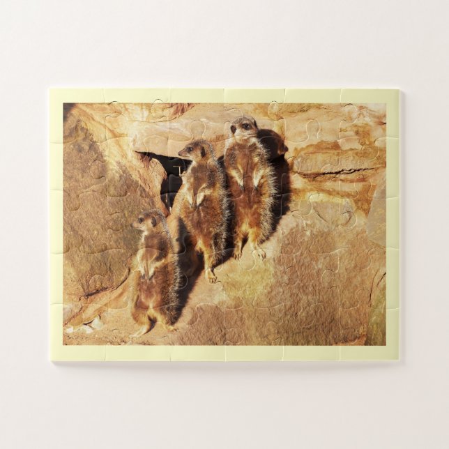 Quebra-cabeça Três animais meerkats (Horizontal)