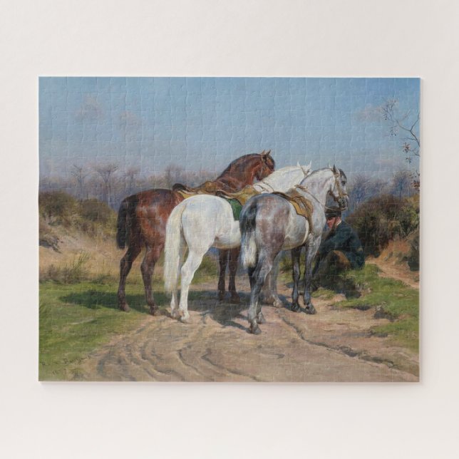 Quebra-cabeça Três Cavalos Estalhões (por Rosa Bonheur) (Horizontal)