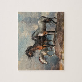 Quebra-cabeça Três cavalos na praia