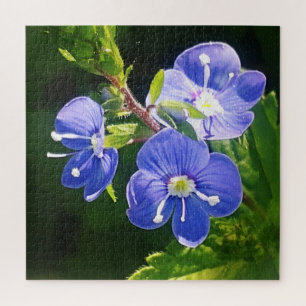 Quebra-cabeça Três Flores Azuis