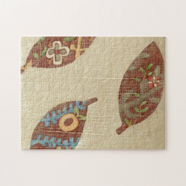 Quebra-cabeça Três Folhas no Fundo de Textura Linen (Horizontal)