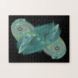 Quebra-cabeça Três Olhos De Gato No Mar Abstrato Verde Oceano