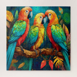 Quebra-cabeça Três papagaios de cor vívida