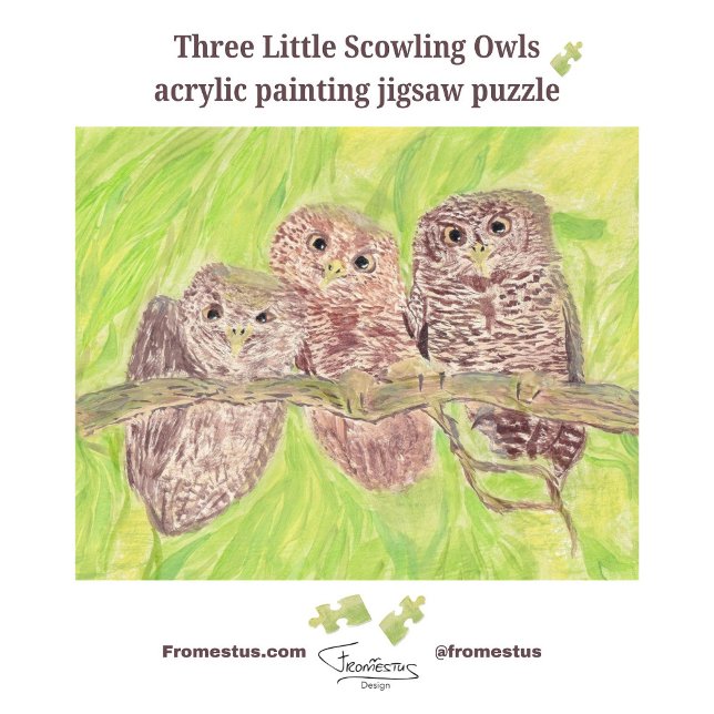 Quebra-cabeça Três Pequenas Corujas De Vassoura - pintura acríli (Criador carregado)