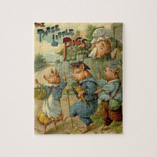 Quebra-cabeça Três Pequenos Porcos Vintage Fairy Tale