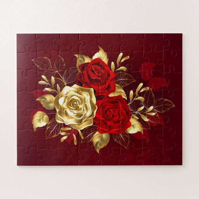 Quebra-cabeça Três Rosas de Joias (Horizontal)