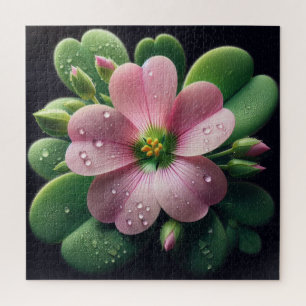 Quebra-cabeça Trevo Floral Rosa e Verde Oxalis