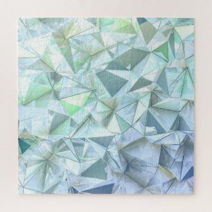 Quebra-cabeça Triângulo de cristal 3D, renderização ilustrativa.