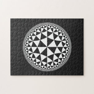 Quebra-cabeça Triângulo Preto e Branco Cheio Mandala