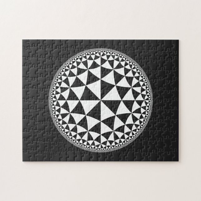 Quebra-cabeça Triângulo Preto e Branco Cheio Mandala (Horizontal)