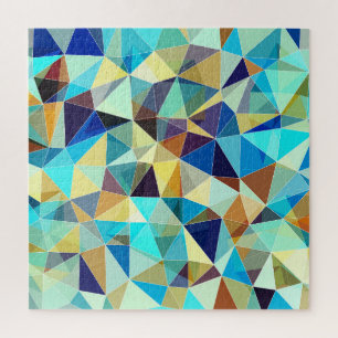 Quebra-cabeça Triângulos Geométricos: Padrão Colorido de Abstrat