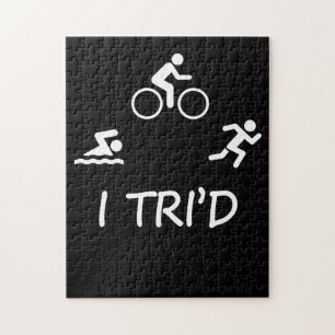 Quebra-cabeça Triathleta Biking Correndo Nadando Triatlo T-Shi