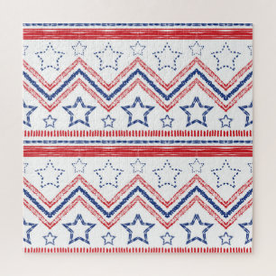 Quebra-cabeça Tribal azul-azul patriótico, símbolos americanos.