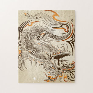 Quebra-cabeça tribal da foto do dragão 10x14 do