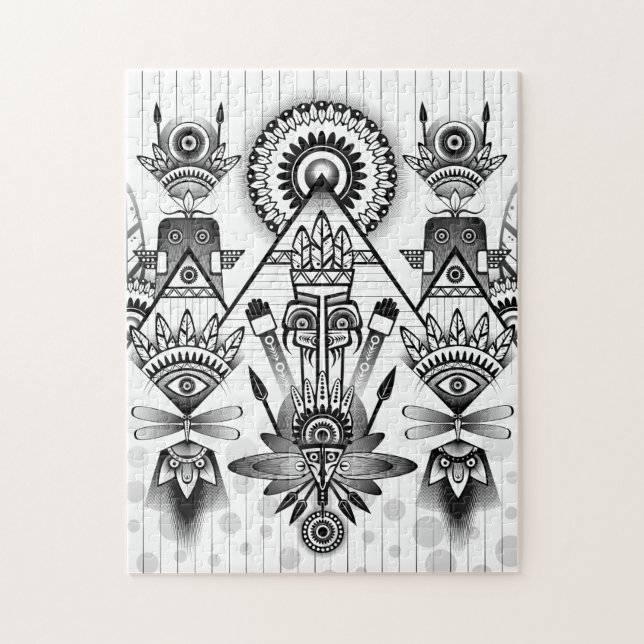 Quebra-cabeça Tribal Nativo abstrato (Vertical)