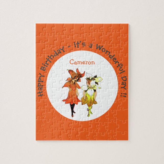 Quebra-cabeça Trillium Tiger-Lily Whimsical Flower Party Supply (Vertical)