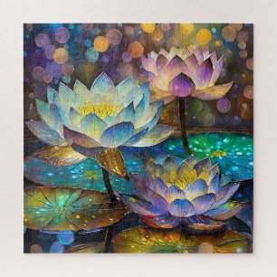Quebra-cabeça Trio de Flores de Lótus Brilhantes