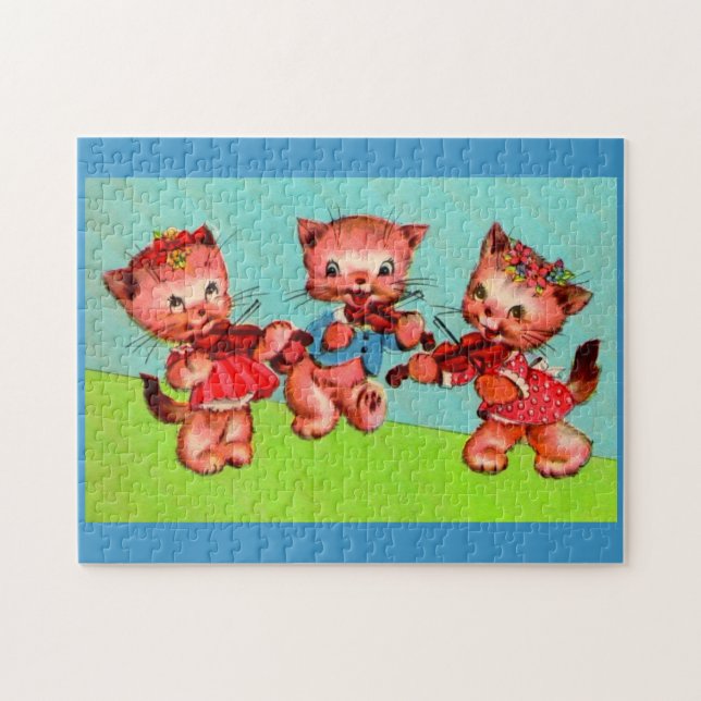 Quebra-cabeça trio de violinistas de gatinhos (Horizontal)